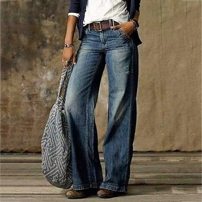 LeRoxy | Vintage Dames Jeans | Hoge Taille Spijkerbroek met Retro Look