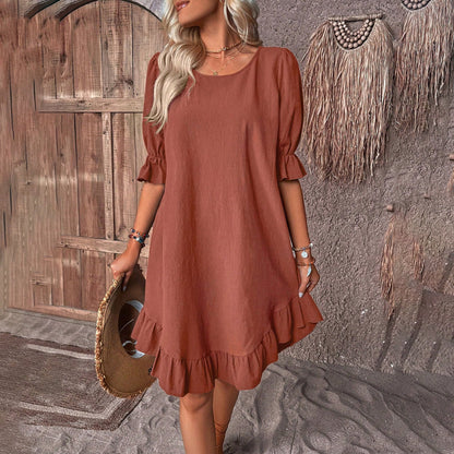 LeRoxy | Casual Jurk met Pofmouwen | Stijlvolle en Comfortabele Damesmode