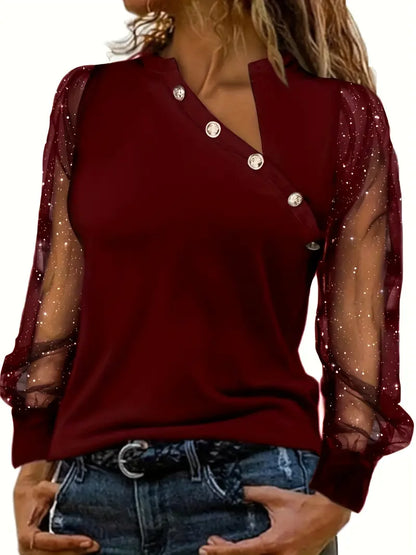 LeRoxy | Dames Blouse Lange Mouwen Knoopsluiting | Casual & Elegante Polyester Blouse in Veel Kleuren