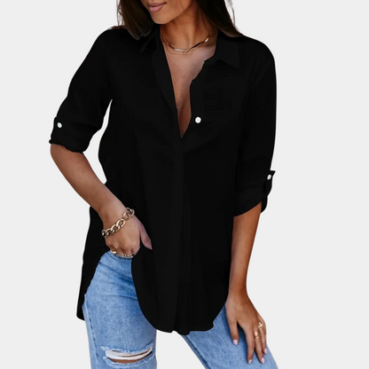 LeRoxy | Dames Blouse met Lange Mouwen en Rechte Pasvorm | Elegant en Comfortabel