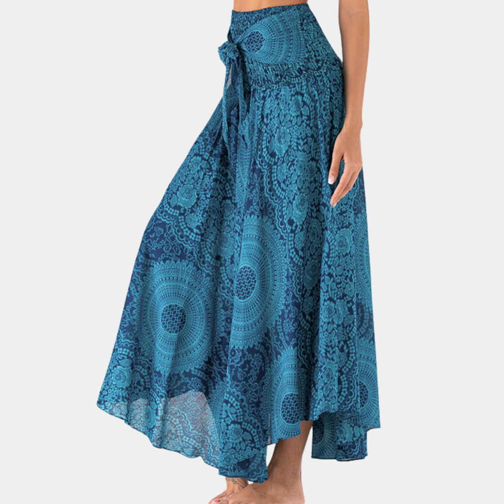 LeRoxy | Bohemian Maxi Rok Dames | Lange Rok met Strik Tailleband voor Een Mooiteloze Zomerse Look