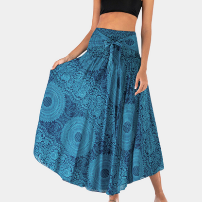 LeRoxy | Bohemian Maxi Rok Dames | Lange Rok met Strik Tailleband voor Een Mooiteloze Zomerse Look