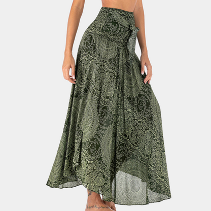 LeRoxy | Bohemian Maxi Rok Dames | Lange Rok met Strik Tailleband voor Een Mooiteloze Zomerse Look