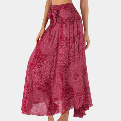 LeRoxy | Bohemian Maxi Rok Dames | Lange Rok met Strik Tailleband voor Een Mooiteloze Zomerse Look