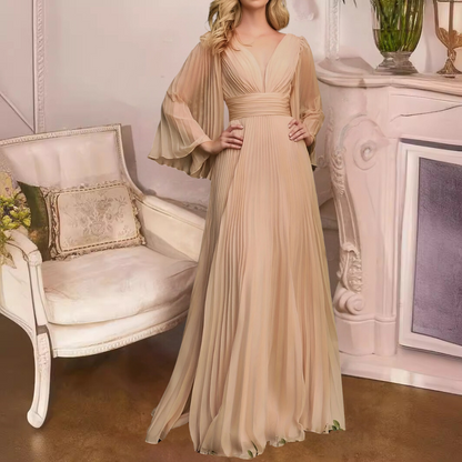 LeRoxy | Elegante Geplooide Maxi-Jurk voor Dames | Stijlvolle Lange Jurk voor Feest of Zomer