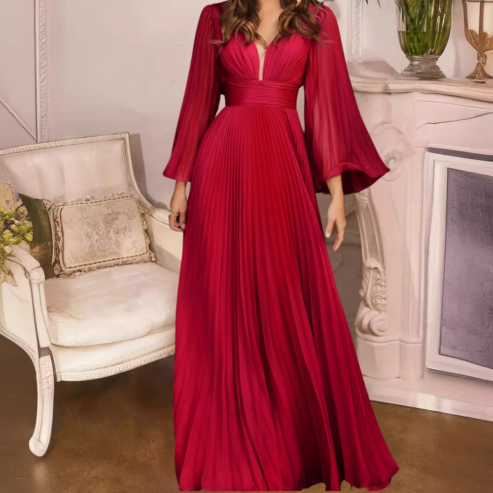 LeRoxy | Elegante Geplooide Maxi-Jurk voor Dames | Stijlvolle Lange Jurk voor Feest of Zomer