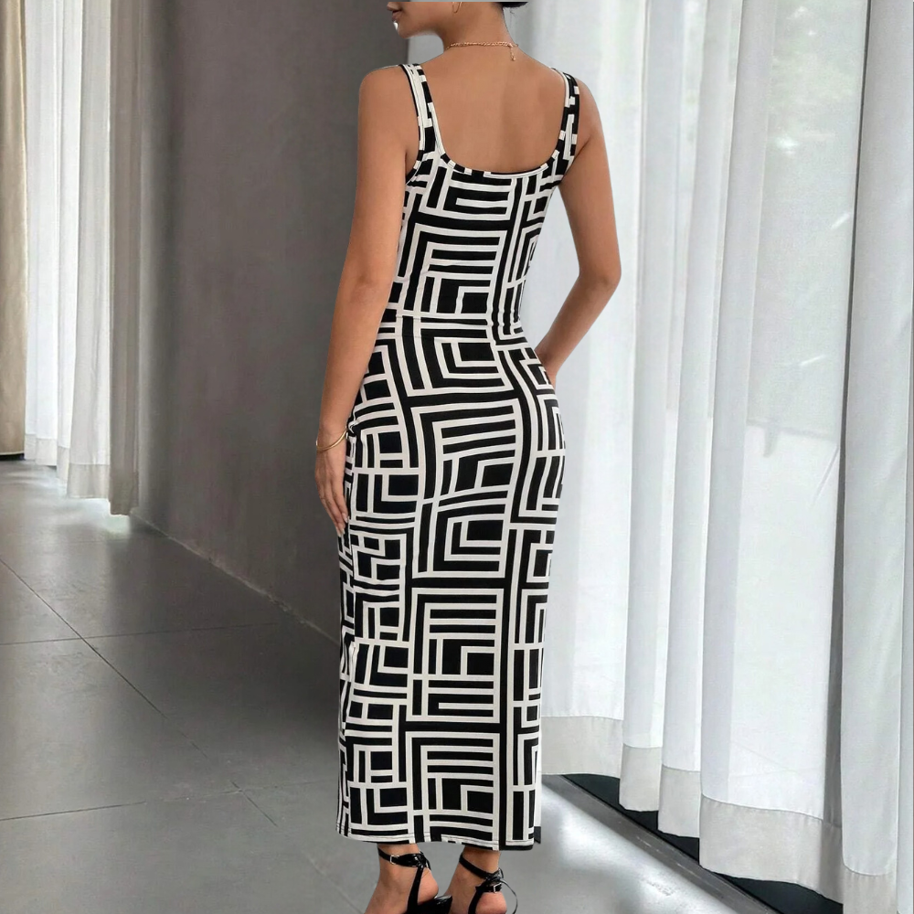 LeRoxy | Geometrische Bodycon Jurk | Strakke Pasvorm & Stijlvol Design voor Elke Gelegenheid
