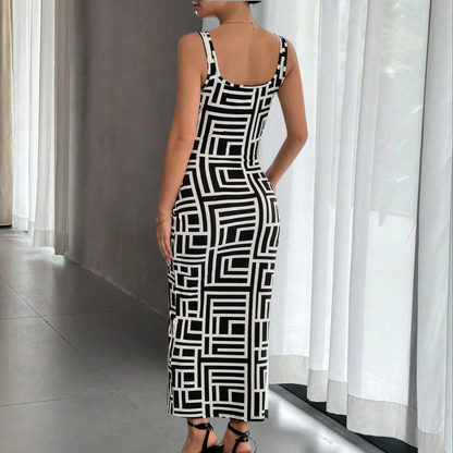 LeRoxy | Geometrische Bodycon Jurk | Strakke Pasvorm & Stijlvol Design voor Elke Gelegenheid
