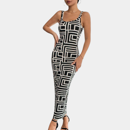 LeRoxy | Geometrische Bodycon Jurk | Strakke Pasvorm & Stijlvol Design voor Elke Gelegenheid
