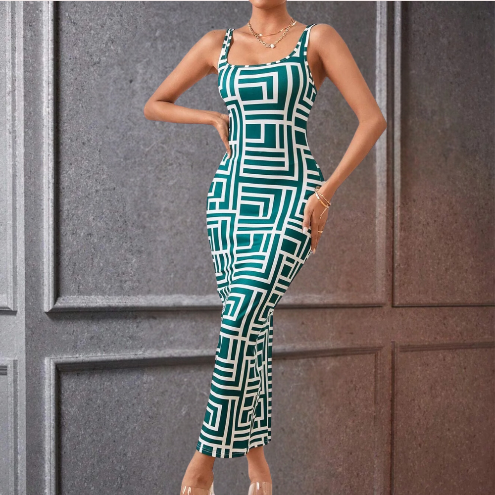 LeRoxy | Geometrische Bodycon Jurk | Strakke Pasvorm & Stijlvol Design voor Elke Gelegenheid
