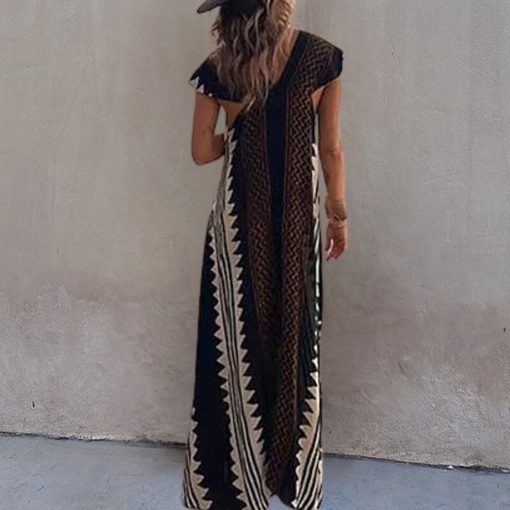 LeRoxy Boheemse Maxi Jurk met Geometrisch Patroon | Stijlvolle en Comfortabele Mode