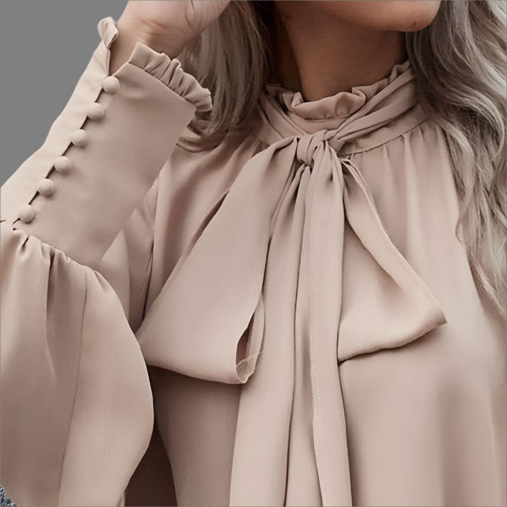 LeRoxy | Damesblouse met Lange Mouwen en Strik | Elegante Top voor Elke Gelegenheid