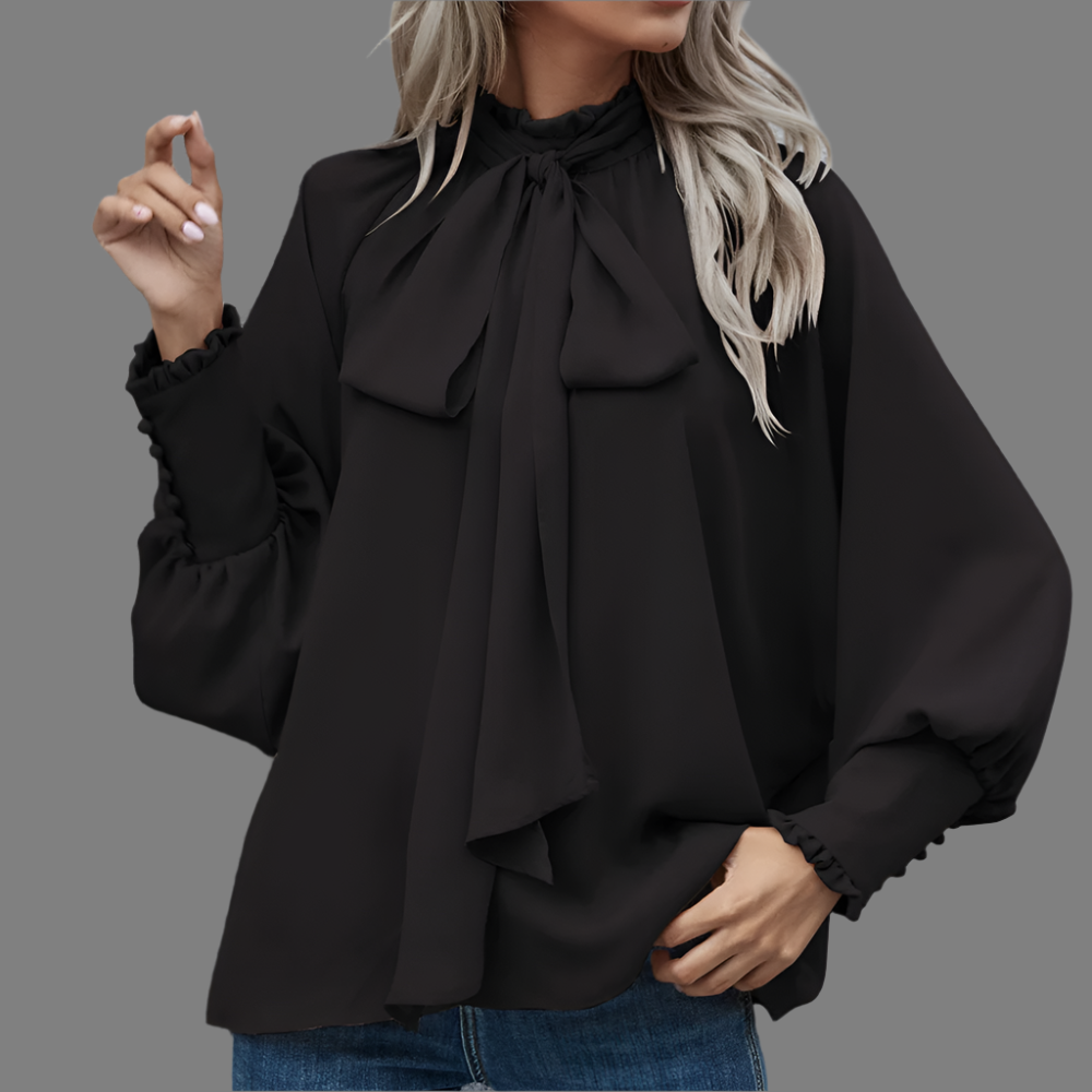 LeRoxy | Damesblouse met Lange Mouwen en Strik | Elegante Top voor Elke Gelegenheid