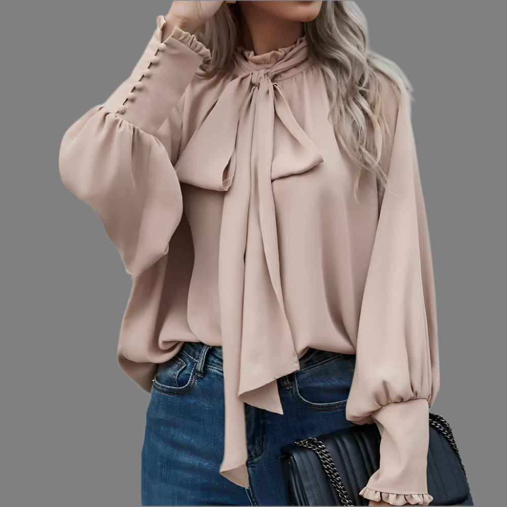 LeRoxy | Damesblouse met Lange Mouwen en Strik | Elegante Top voor Elke Gelegenheid