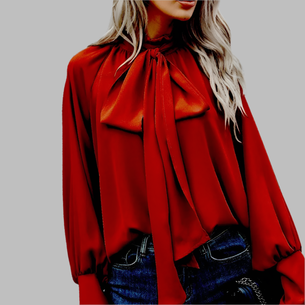 LeRoxy | Damesblouse met Lange Mouwen en Strik | Elegante Top voor Elke Gelegenheid