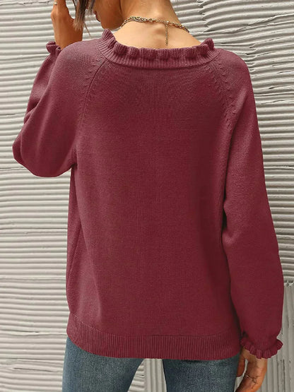 LeRoxy | Gebreide Trui met Ruches | Damestrui Stijlvol & Comfortabel