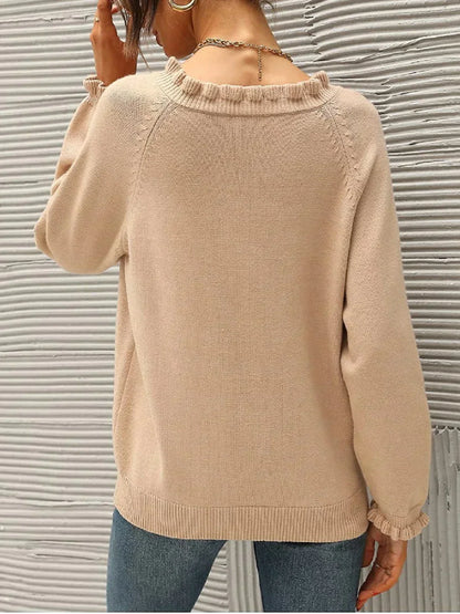 LeRoxy | Gebreide Trui met Ruches | Damestrui Stijlvol & Comfortabel