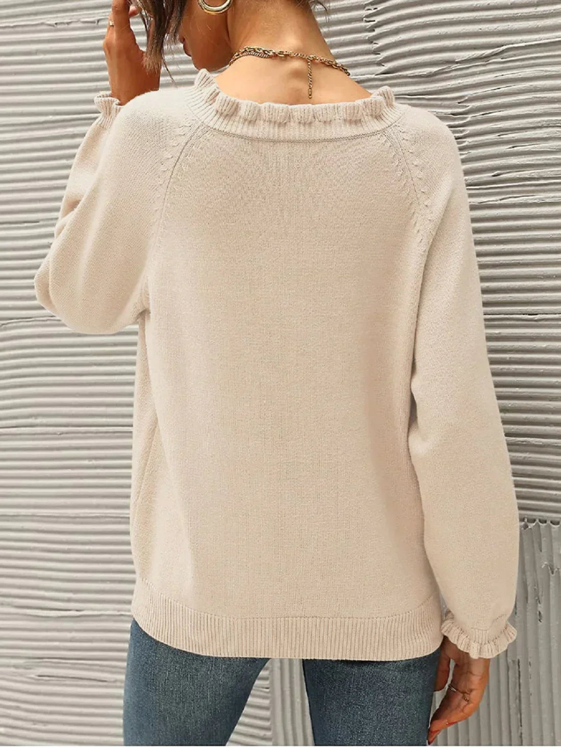 LeRoxy | Gebreide Trui met Ruches | Damestrui Stijlvol & Comfortabel