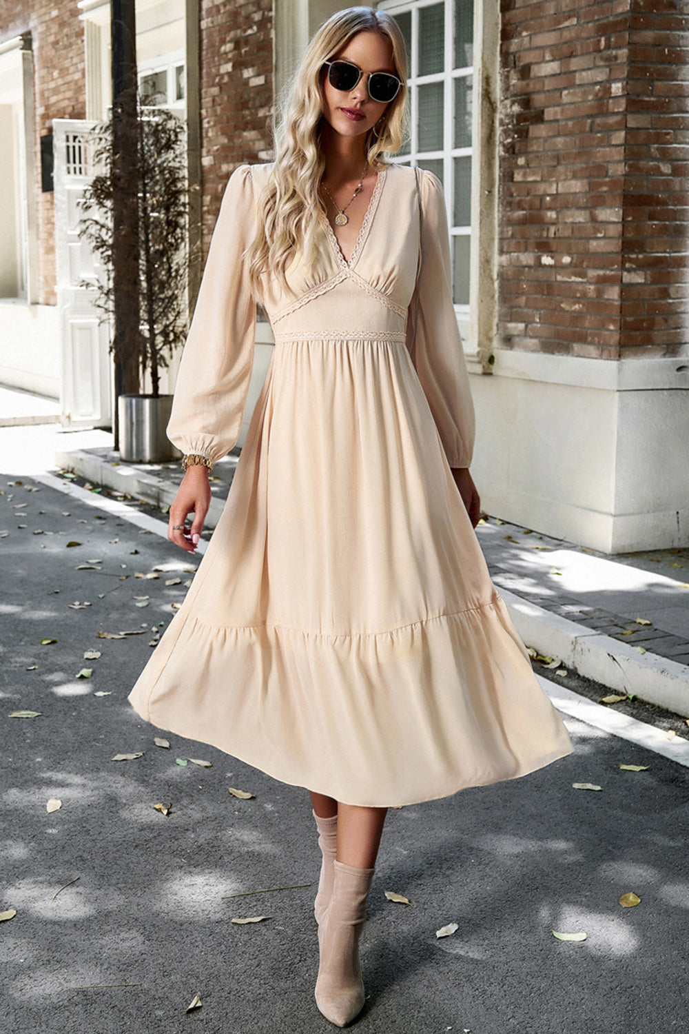 LeRoxy | Roze A-Lijn Jurk met Lange Mouwen | Casual & Elegant Damesjurk