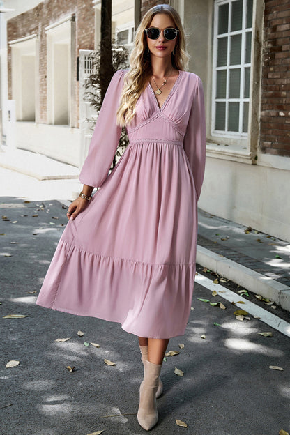 LeRoxy | Roze A-Lijn Jurk met Lange Mouwen | Casual & Elegant Damesjurk