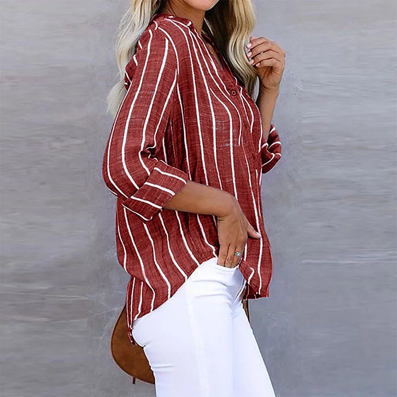 LeRoxy | Blouse | Stijlvolle Gestreepte Damesblouse met Losse Pasvorm