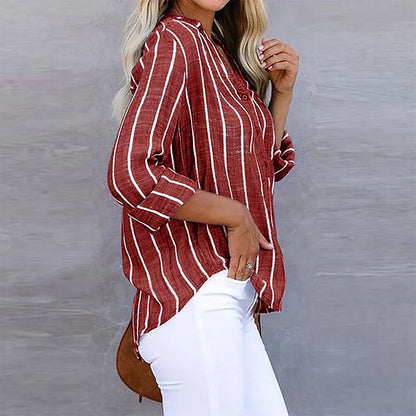 LeRoxy | Blouse | Stijlvolle Gestreepte Damesblouse met Losse Pasvorm