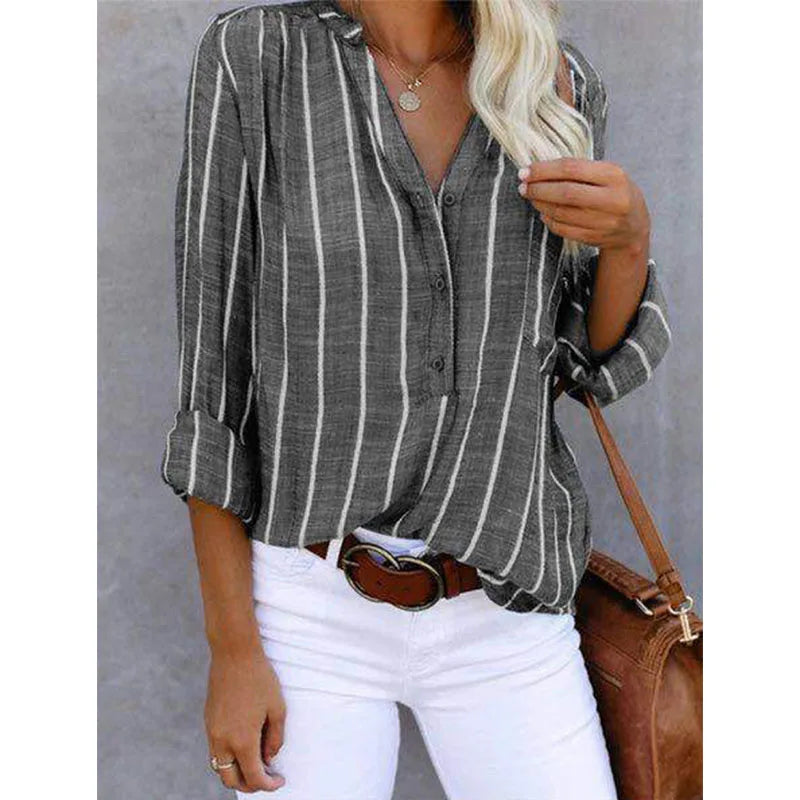 LeRoxy | Blouse | Stijlvolle Gestreepte Damesblouse met Losse Pasvorm