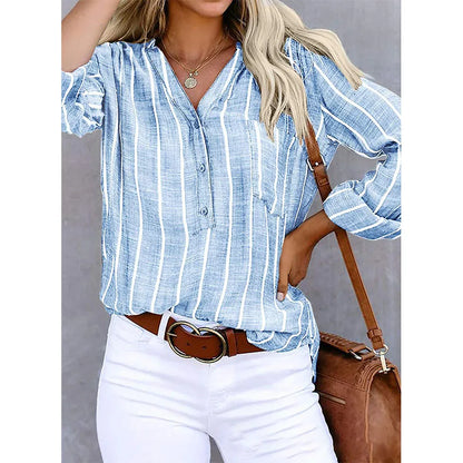 LeRoxy | Blouse | Stijlvolle Gestreepte Damesblouse met Losse Pasvorm