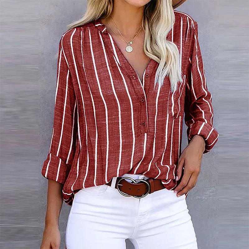 LeRoxy | Blouse | Stijlvolle Gestreepte Damesblouse met Losse Pasvorm