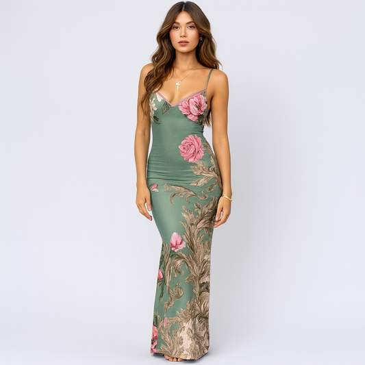 LeRoxy | Bloemen Prinsessenjurk voor Dames | Elegante Zomerse Maxi Jurk met Bloemenprint