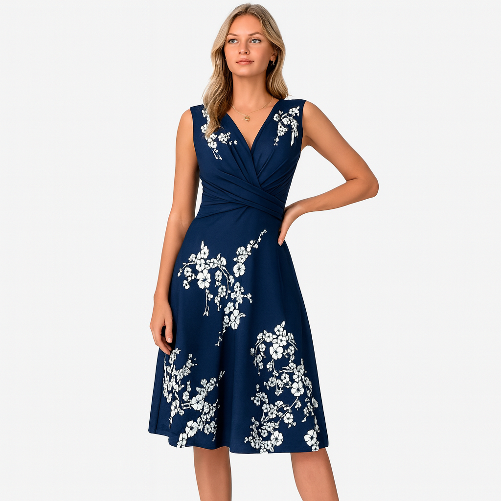 LeRoxy | Zomerjurk Dames – Elegante Midi Jurk op Knielengte | Luchtige Zomerstijl