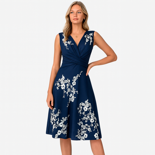 LeRoxy | Zomerjurk Dames – Elegante Midi Jurk op Knielengte | Luchtige Zomerstijl