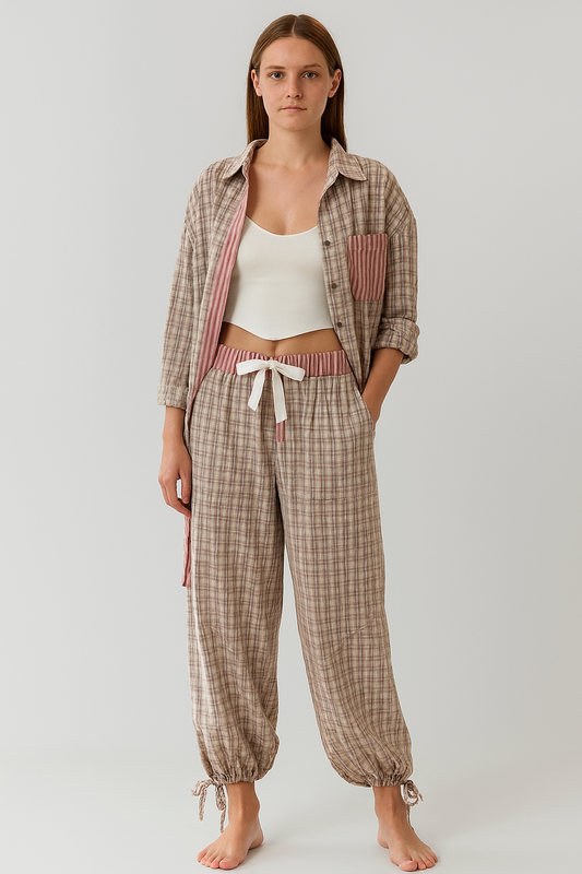 LeRoxy | Geruite Pyjama Set | Comfortabele Nachtkleding voor Dames