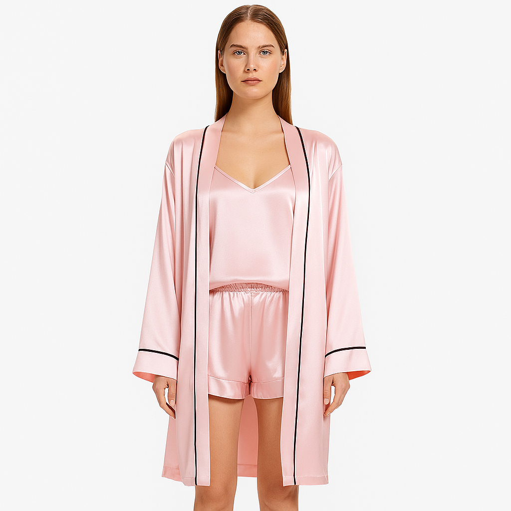 LeRoxy | Satijnen Pyjamaset – 3-delige Luxe Nachtkleding voor Dames