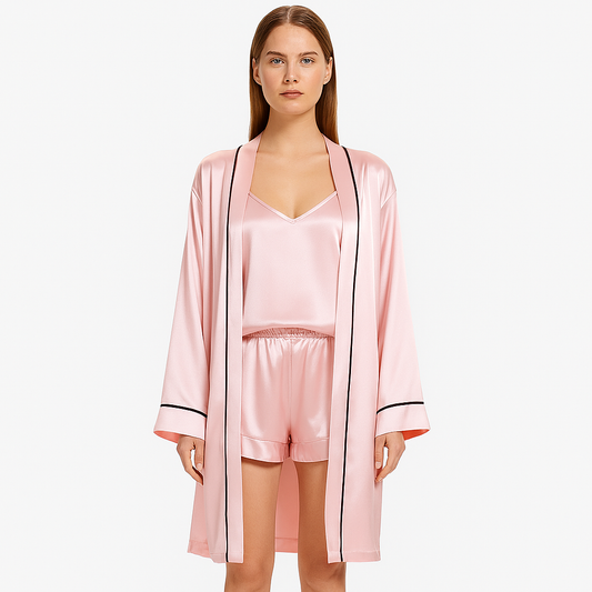 LeRoxy | Satijnen Pyjamaset – 3-delige Luxe Nachtkleding voor Dames