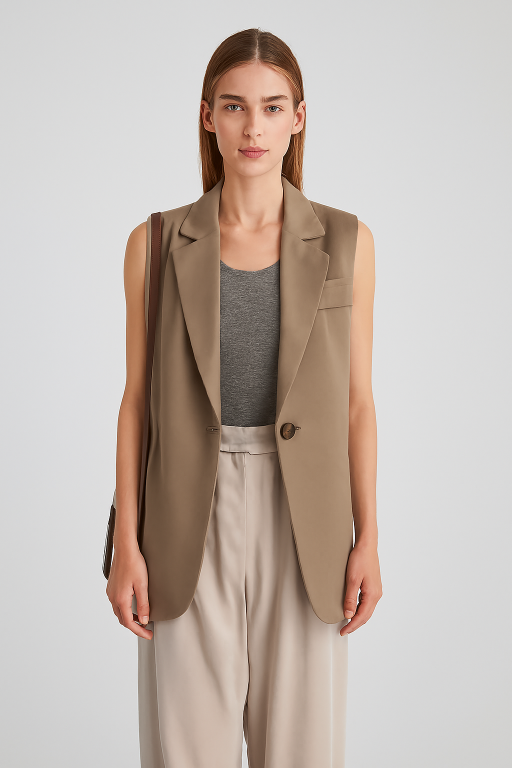 LeRoxy | Beige Mouwloze Blazer voor Dames | Stijlvolle en Moderne Look