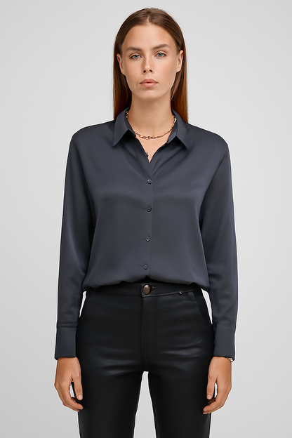 LeRoxy | Dames Satijnen Knoop Blouse | Elegante Stijl en Comfort