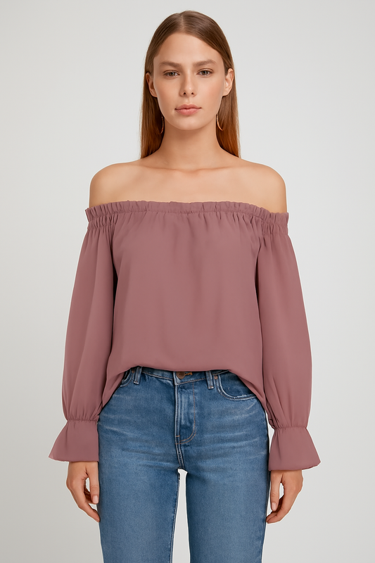 LeRoxy | Off-Shoulder Top voor Dames met Lange Mouwen | Stijlvolle en Elegante Mode