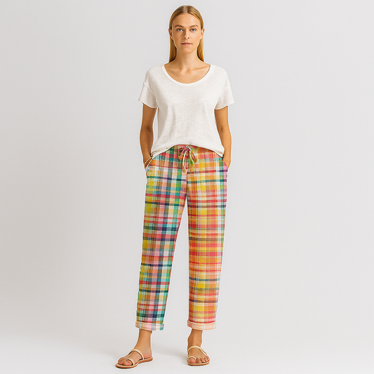 LeRoxy - Vrijetijdsbroek Met Vintage Ruitpatroon en Veters