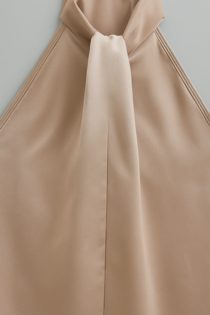 LeRoxy | Dames Satijnen Blouse Mouwloos | Elegante Gedraaide Hals
