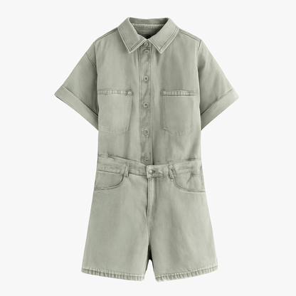 LeRoxy | Dames Jumpsuit Korte Mouwen | Denim Blauw | Casual Zomeroutfit 2025