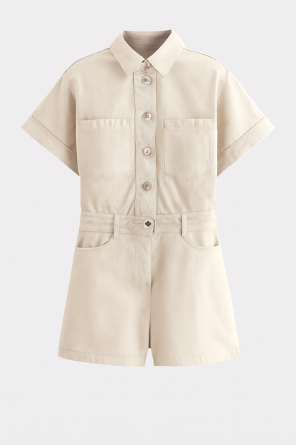 LeRoxy | Dames Jumpsuit Korte Mouwen | Denim Blauw | Casual Zomeroutfit 2025