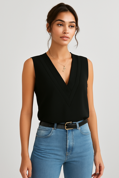 LeRoxy | Stijlvolle Saniyah Mouwloze V-Hals Blouse voor Dames | Perfect voor de Zomer