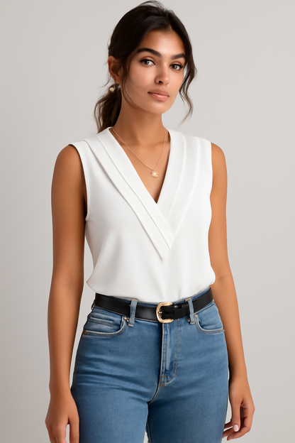 LeRoxy | Stijlvolle Saniyah Mouwloze V-Hals Blouse voor Dames | Perfect voor de Zomer