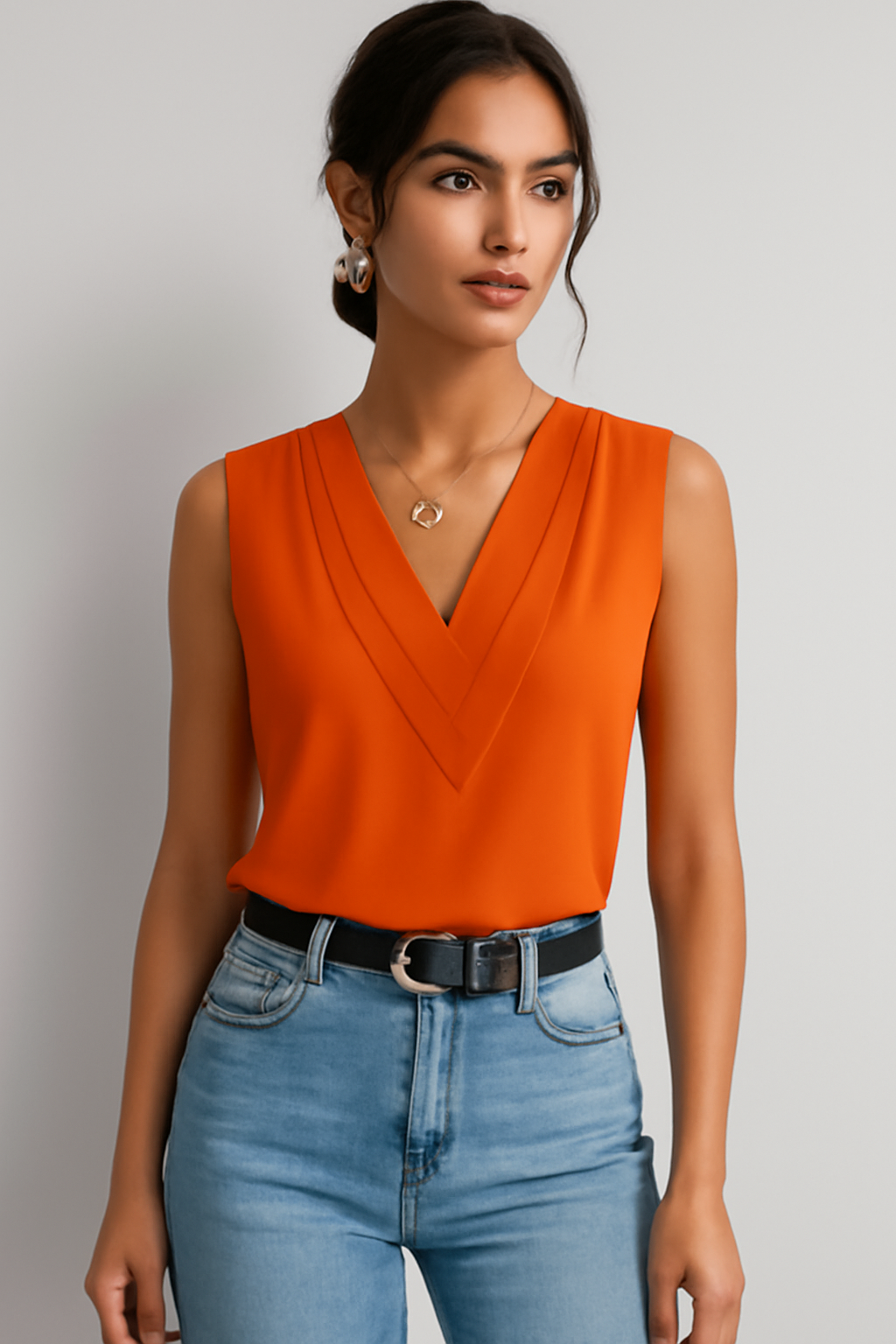 LeRoxy | Stijlvolle Saniyah Mouwloze V-Hals Blouse voor Dames | Perfect voor de Zomer