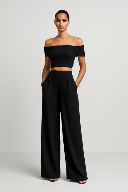 LeRoxy – Stijlvolle Wit-Zwarte Tweedelige Zomerset | Trendy & Comfortabel