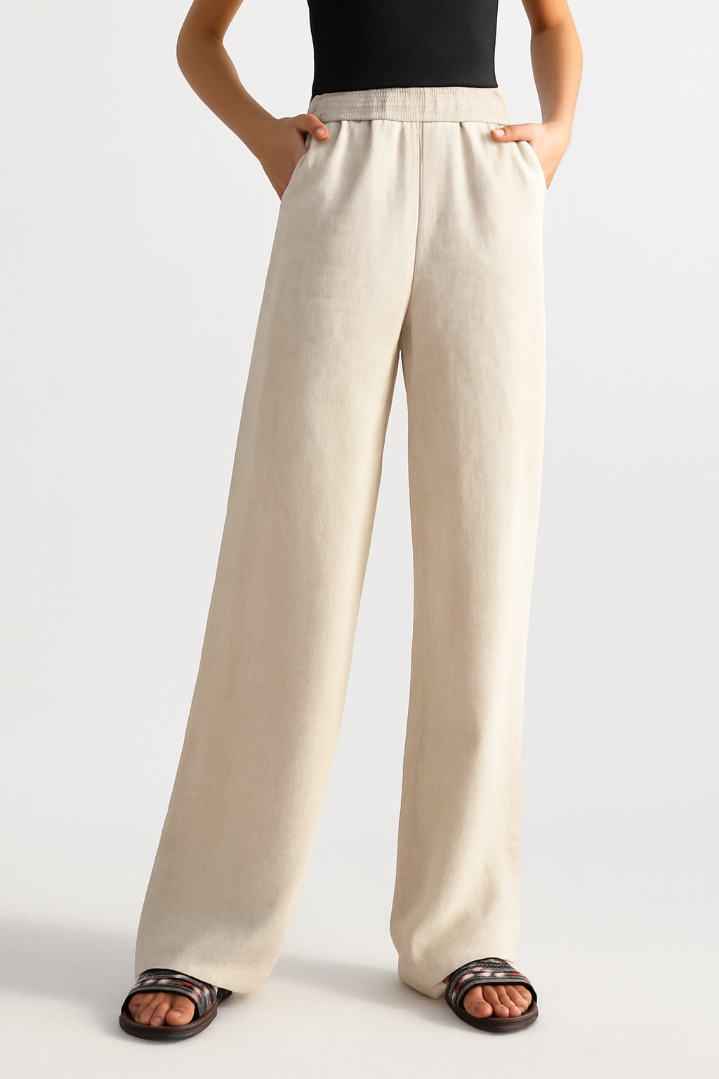 LeRoxy | Witte Linnen Comfort Broek | Ademend, Licht & Stijlvol voor Zomer
