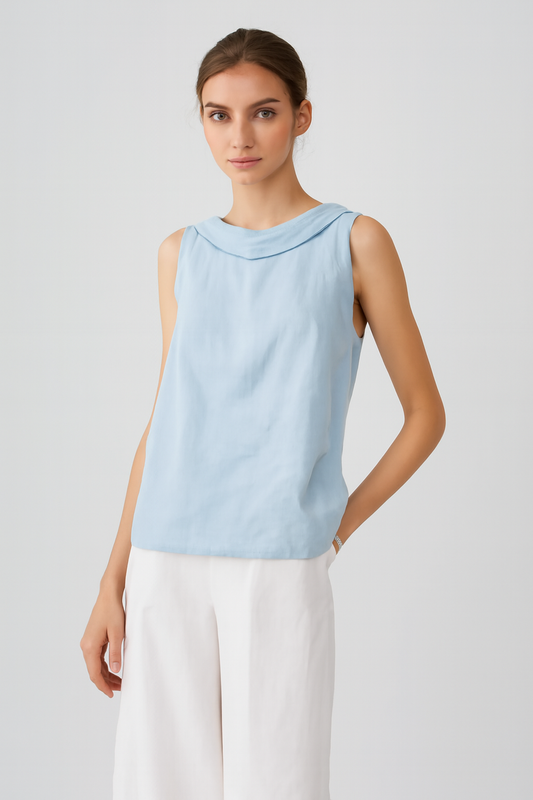 LeRoxy | Dames Mouwloze Top met Verfijnde Achterkraag | Zomer Blouse