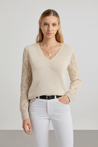 LeRoxy | Zachte Gebreide Dames V-Hals Trui | Comfortabele Elegante Sweater