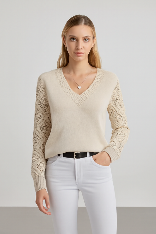 LeRoxy | Zachte Gebreide Dames V-Hals Trui | Comfortabele Elegante Sweater